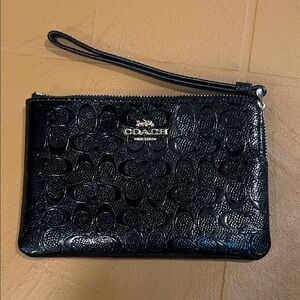 Coach Black Embossed Leather Wristlet